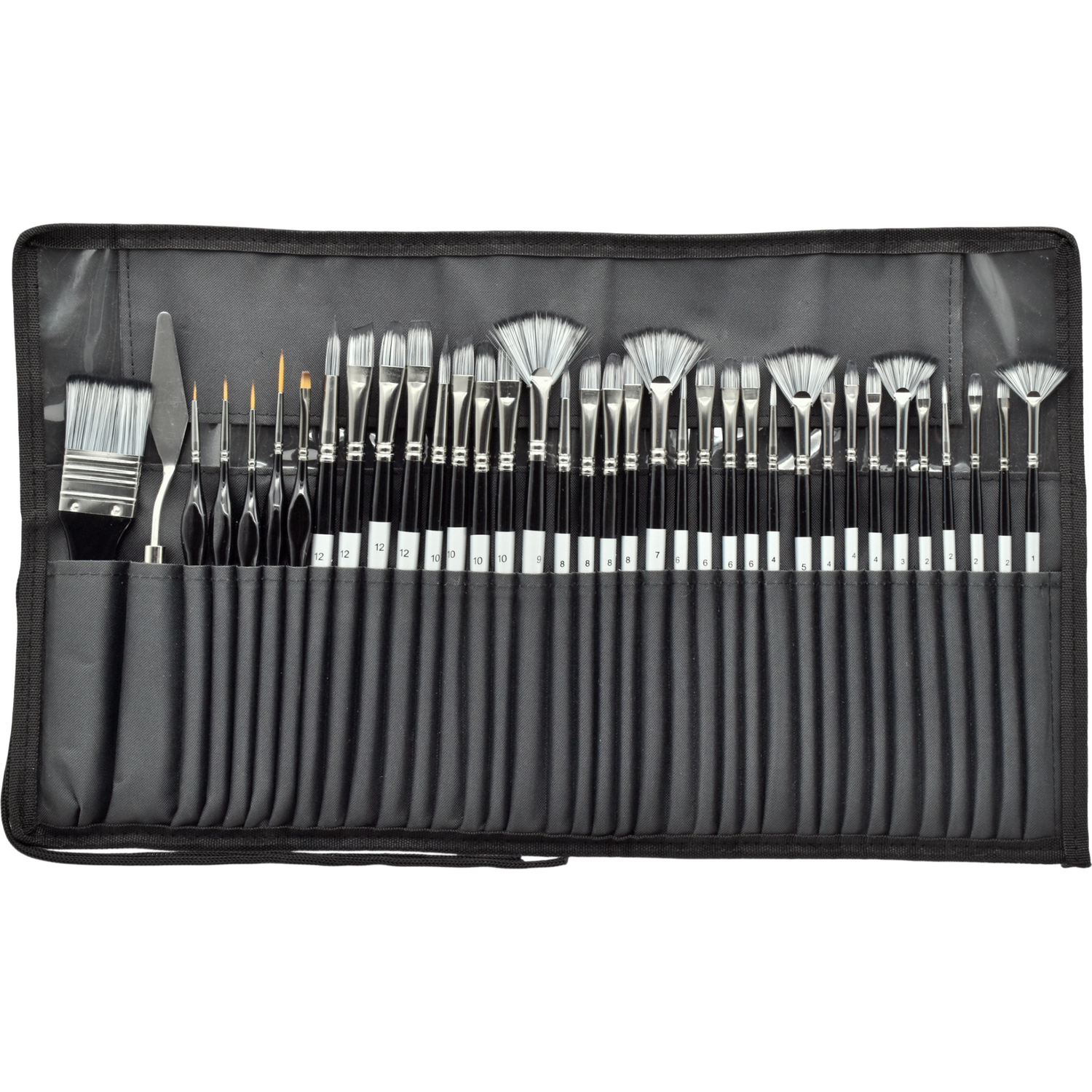 Pack of 36 Premium Paint Brushes Black Image 2