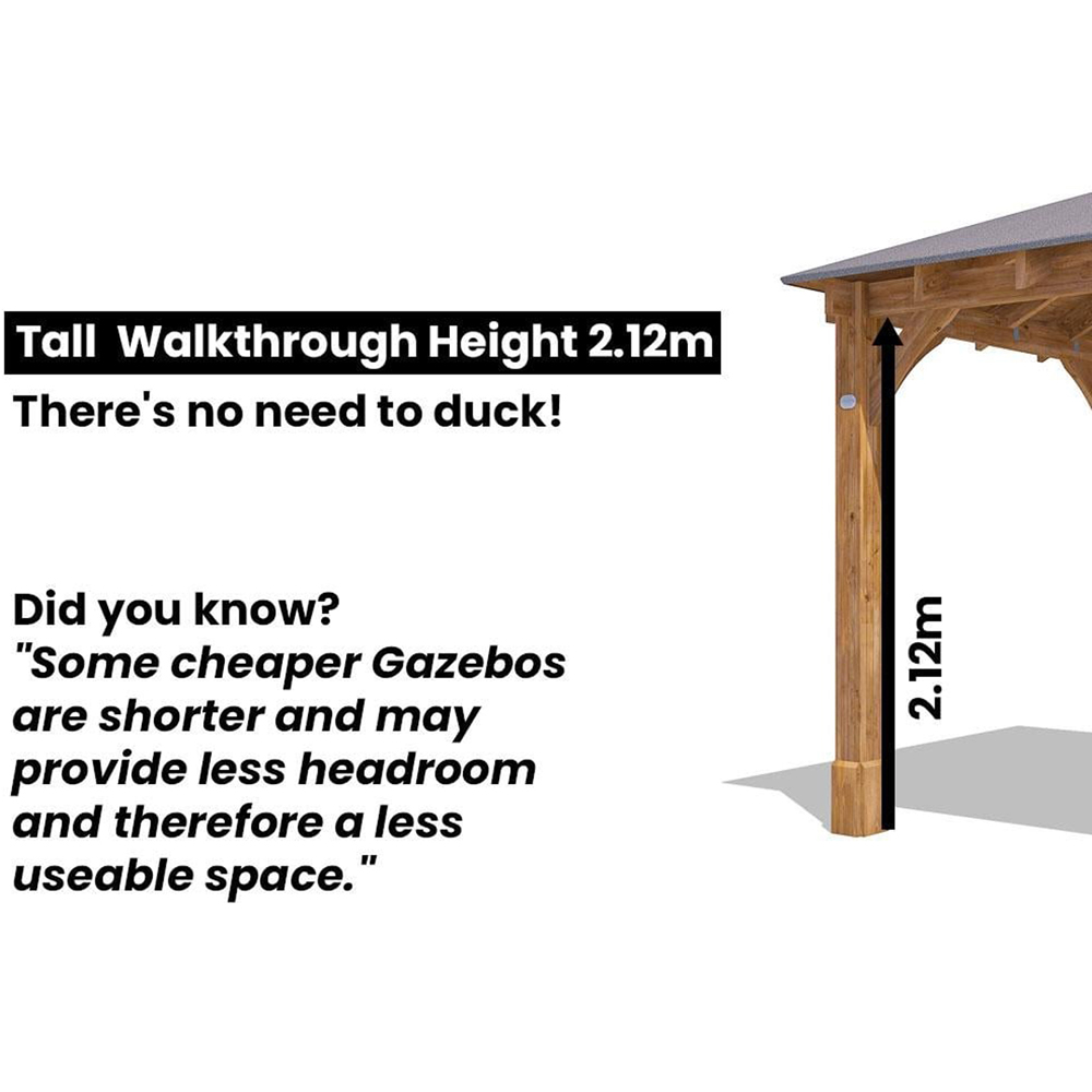 Dunster House Leviathan 2.5 x 2.5m Brown Heavy Duty Wooden Garden Gazebo with Roof Shingles Image 9