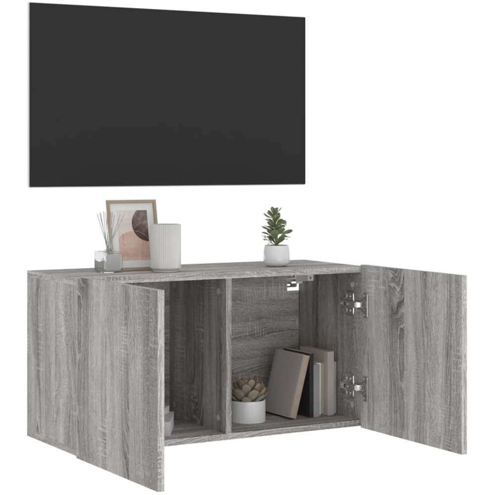 vidaXL 2 Door Grey Sonoma Wall Mounted TV Cabinet Image 3