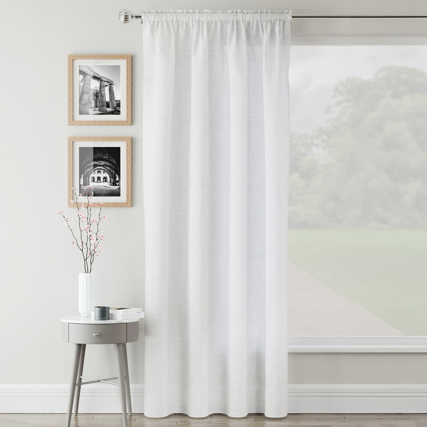 Rhodes Voile Panel Curtain - White / 183cm Image 1