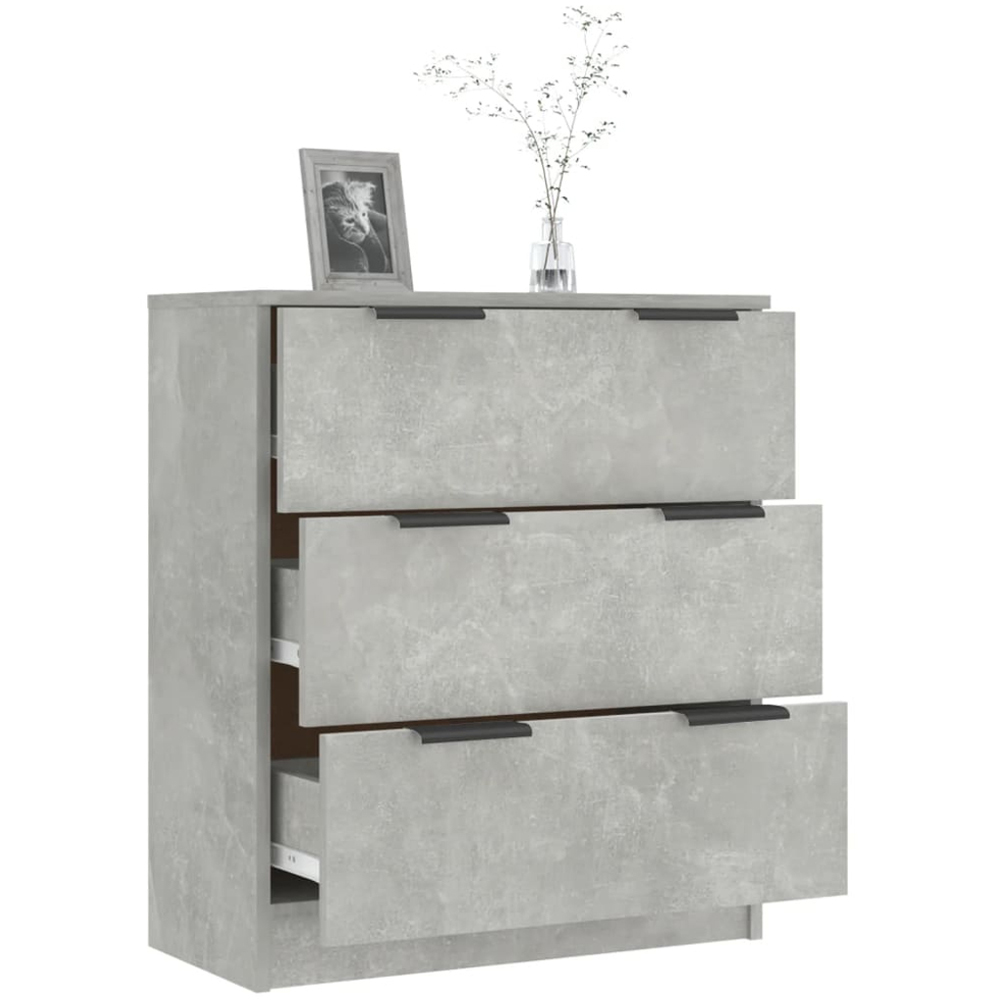 vidaXL 3 Drawer Concrete Grey Sideboard Image 3