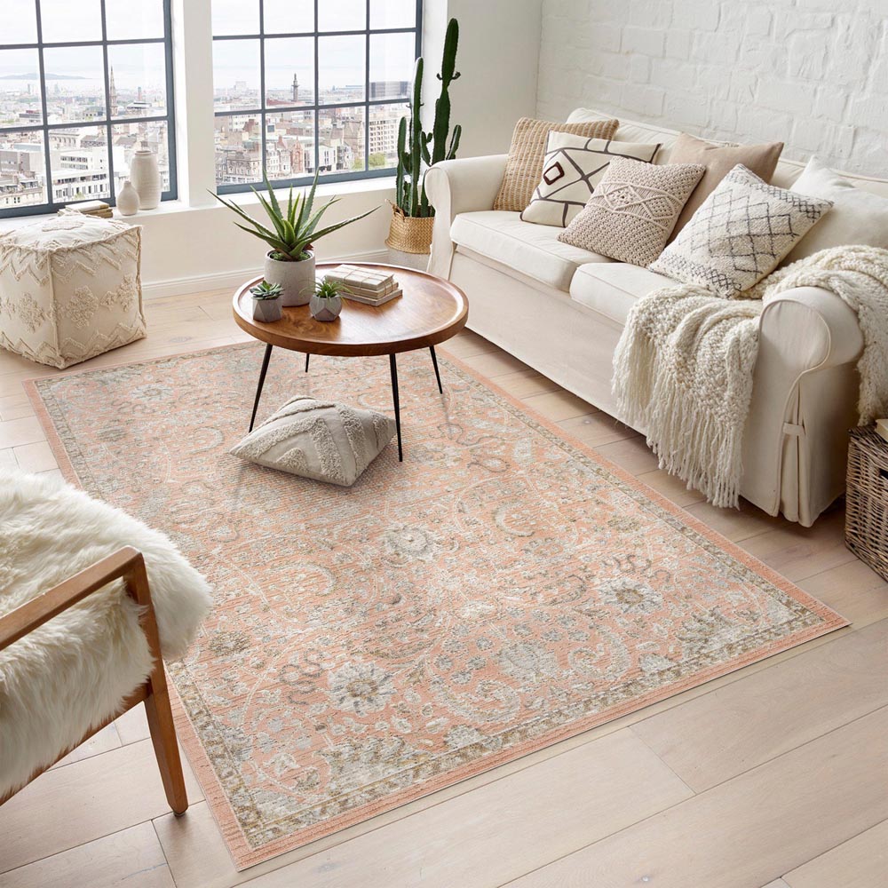 Desire Rugs Maia Coral Floral Non Slip Rug 160 x 240cm Image 2