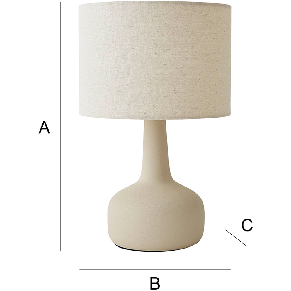 ValueLights Hayley Natural Linen Drum Shade Beige Squat Base Ceramic LED Table Lamp Image 7