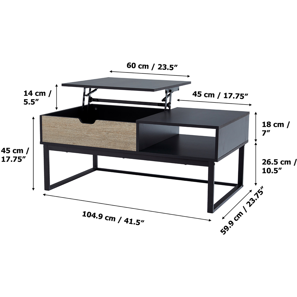 Teamson Home Single Drawer Single Shelf Lift Top Coffee Table Image 7
