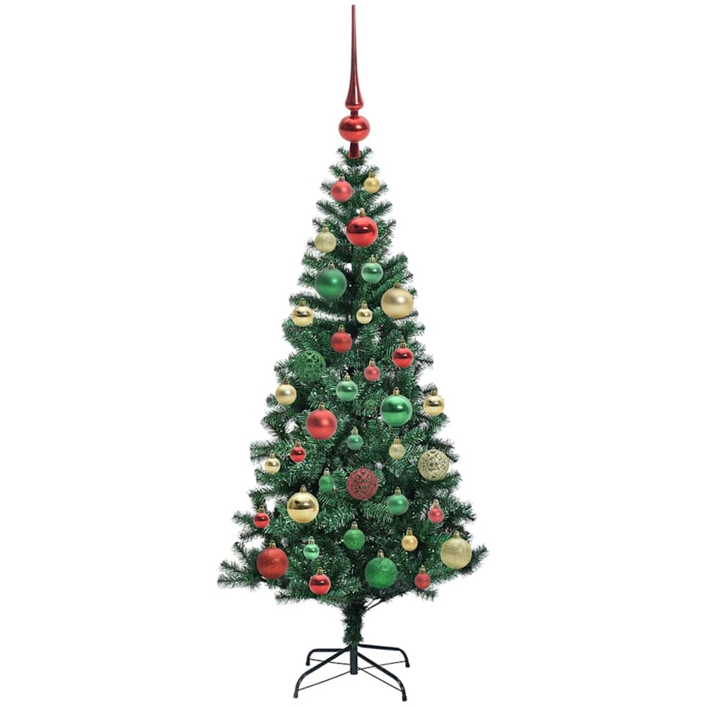 vidaXL Pre-Lit Multicolour Baubles Green Artificial Christmas Tree 4ft Image 4