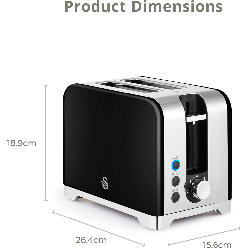 Swan Solace EEJB315 Black 2 Slice Toaster and 1.7L Kettle Set Image 9