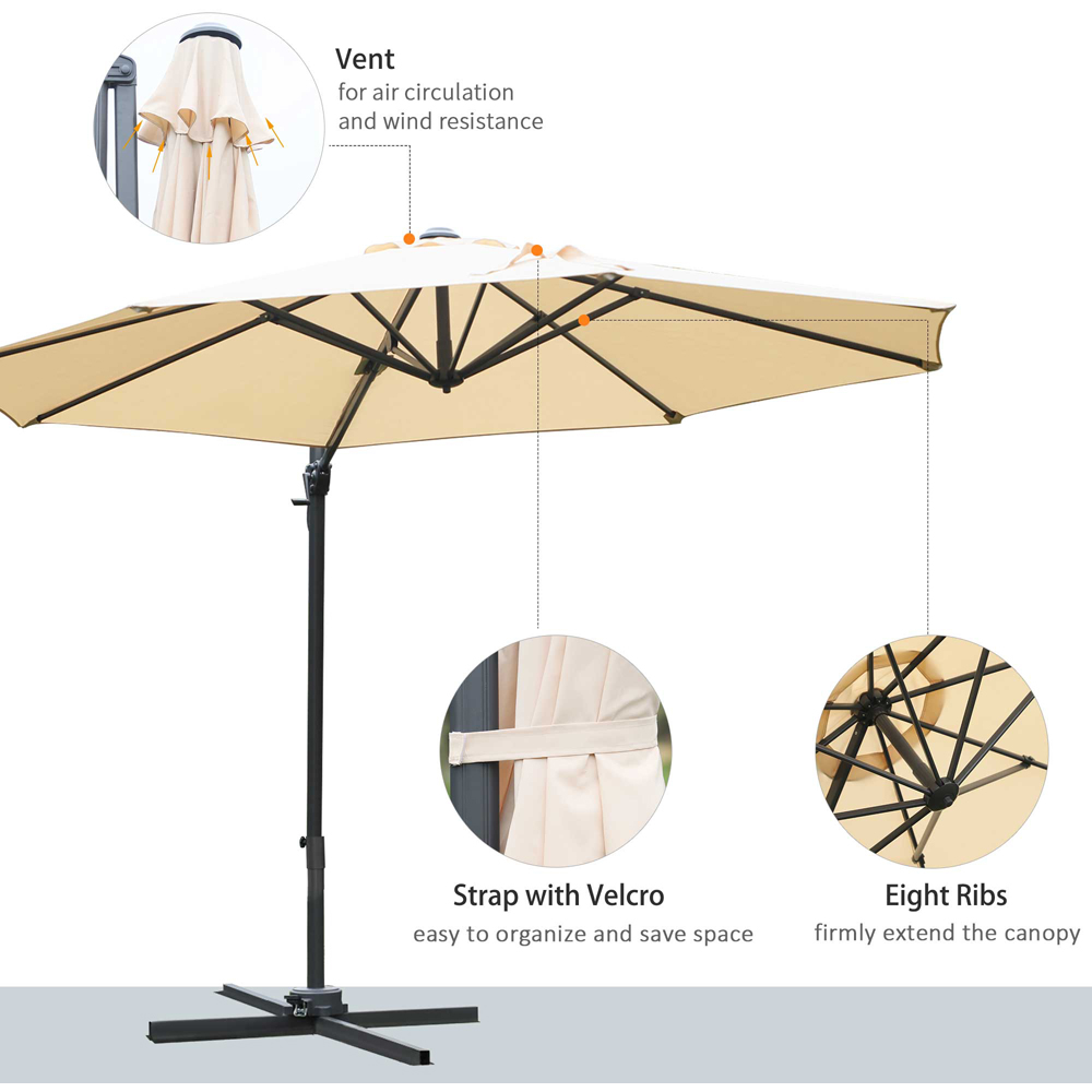 Outsunny Beige Cantilever Roma Parasol 3m Image 6