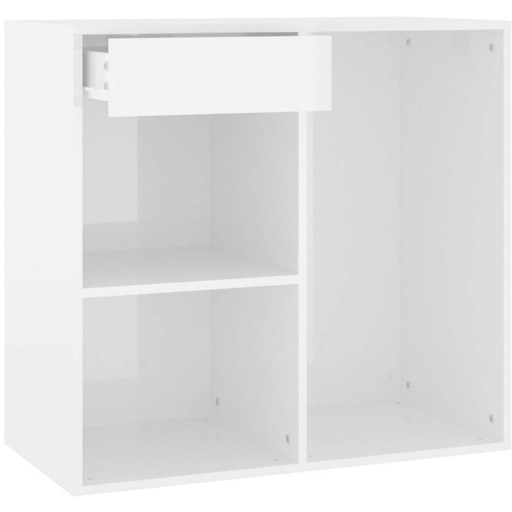 vidaXL Single Drawer 3 Shelf High Gloss White Cosmetic Cabinet Image 2