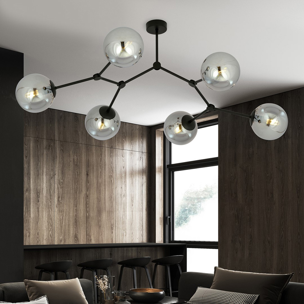 Emibig Space 6 Light Graphite Shade Black E14 Ceiling Light Image 7