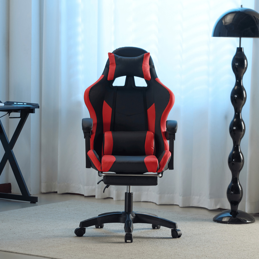 Home Source Neuro Red Ergonomic Gaming Chair with Adjustable Footrest and Headrest Image 3