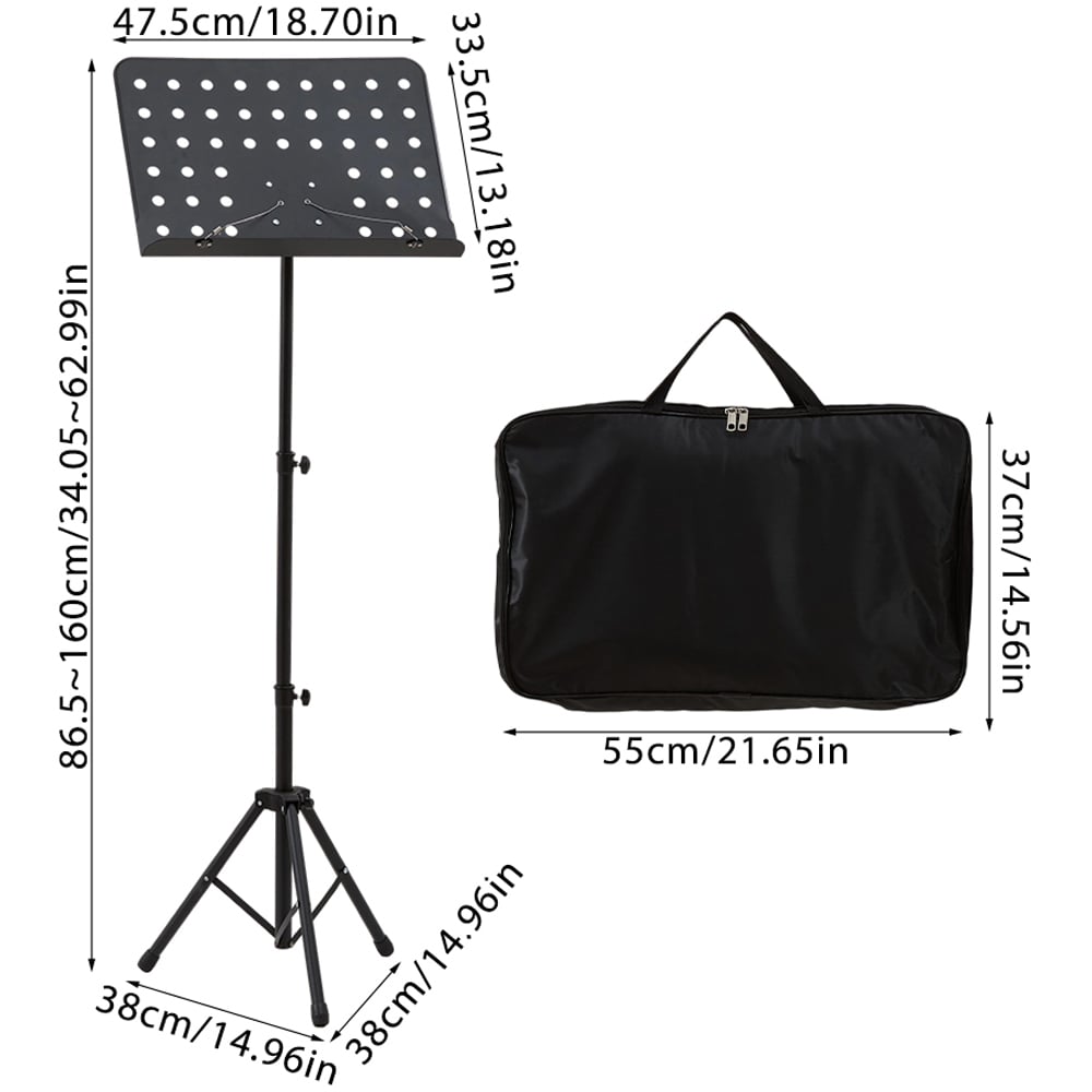 H&O Direct Foldable Adjustable Sheet Music Stand with Carrying Bag Image 6