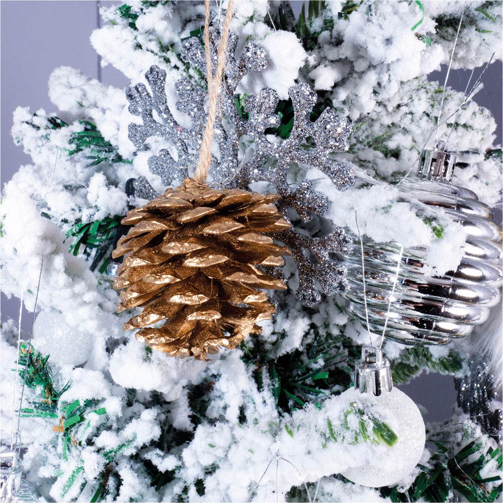 St Helens Gold Hanging Pine Cone Decoration 6 Pack Image 2