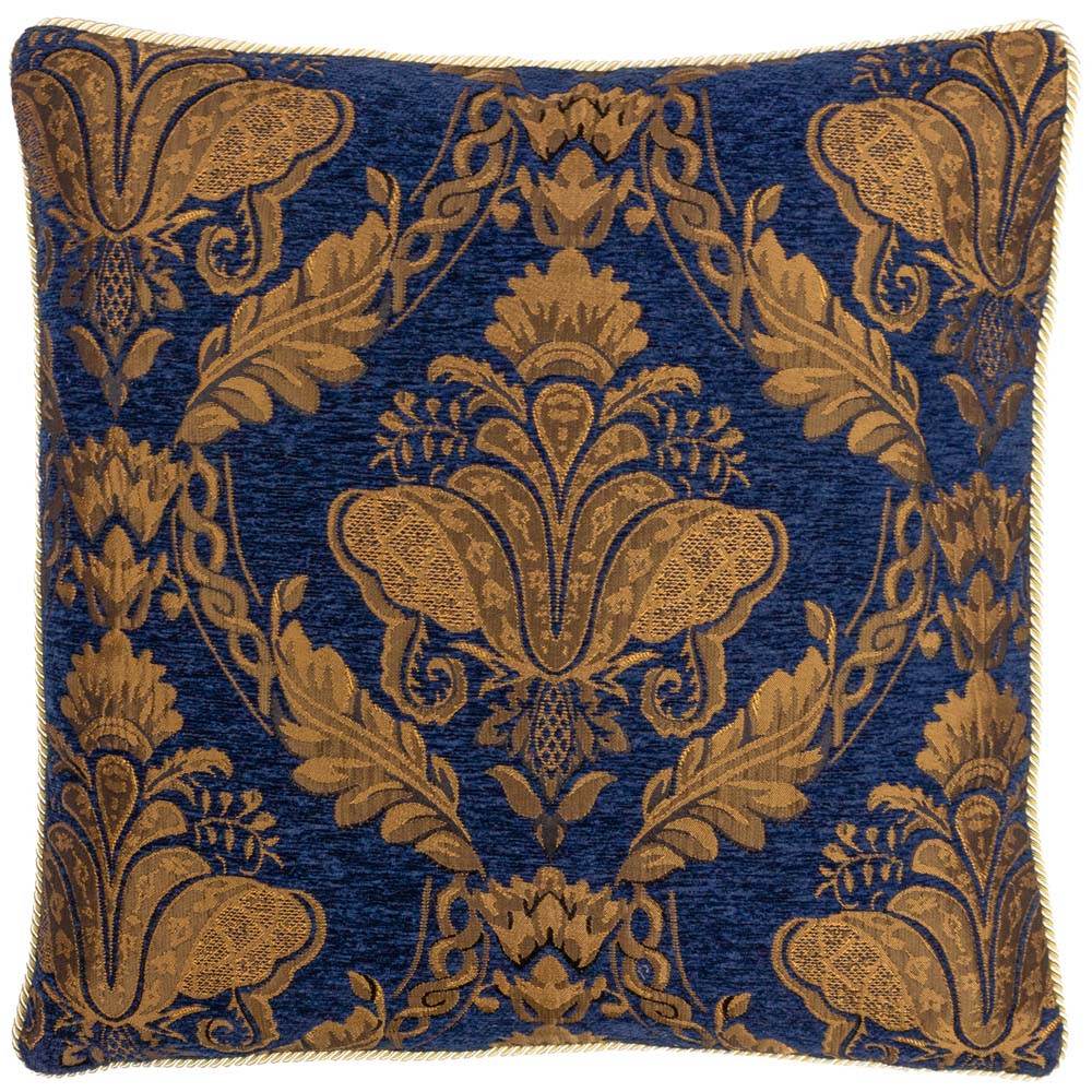 Paoletti Shiraz Navy Large Floral Jacquard Cushion Image 1