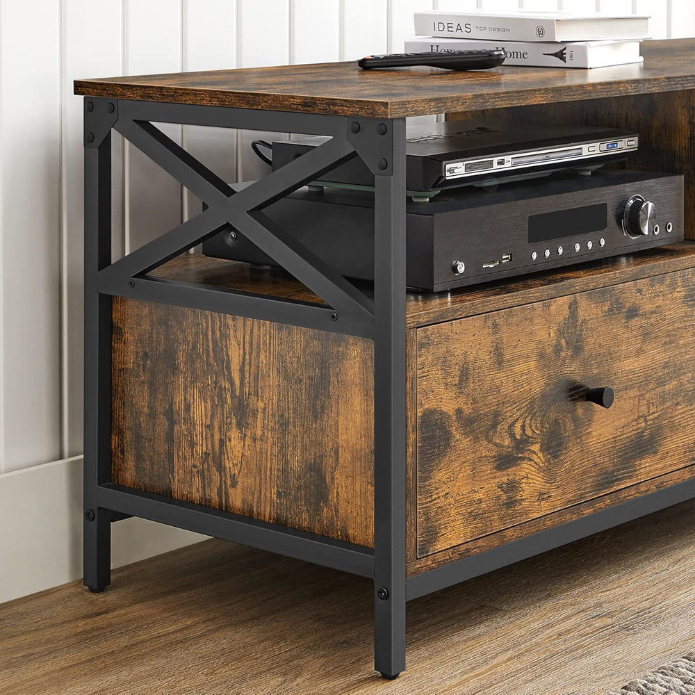 Modcraft 2 Drawer 2 Shelf Rustic Brown Industrial-Style TV Unit Image 4