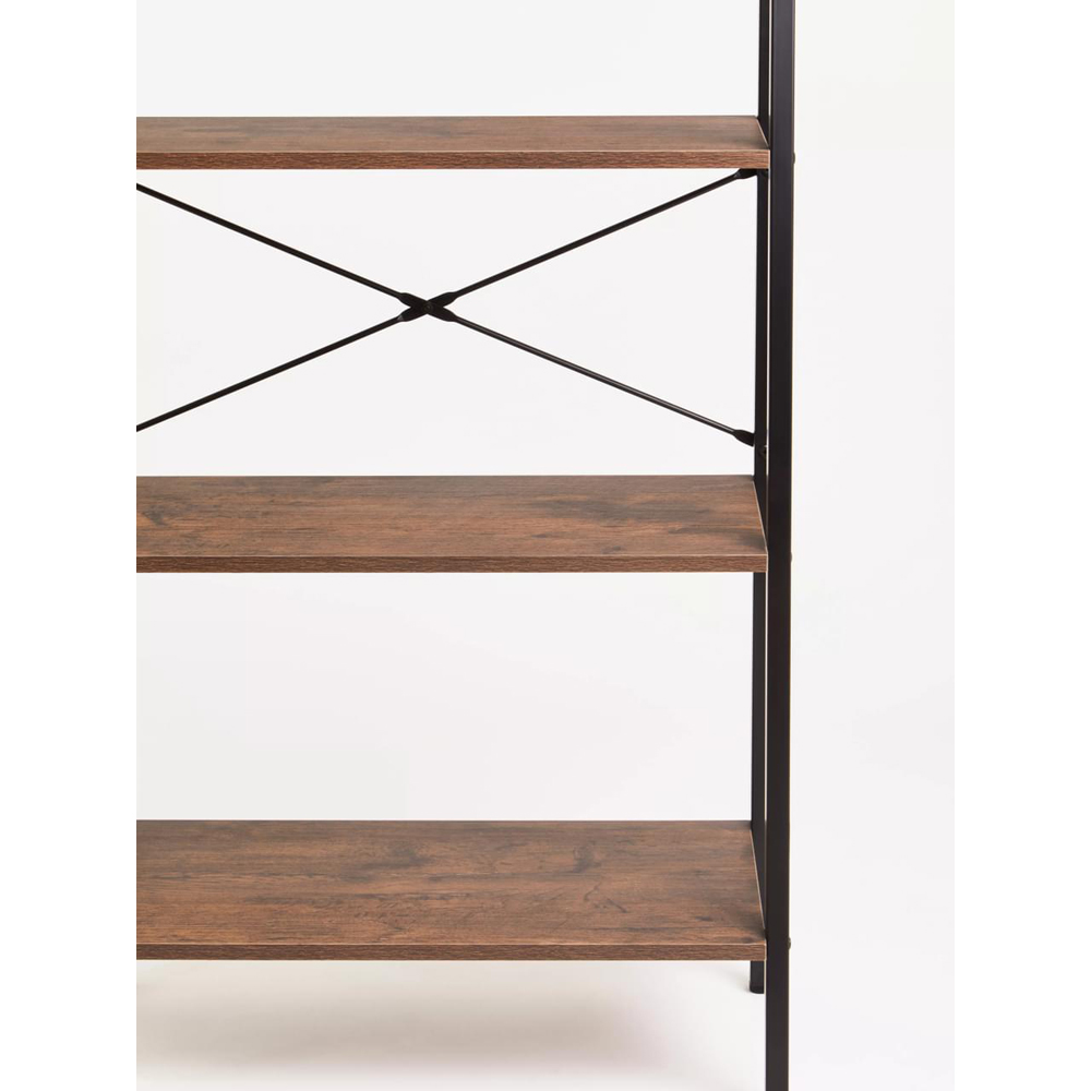 Premier Housewares Bradbury 4 Shelf Dark Oak Veneer Ladder Bookshelf Image 6