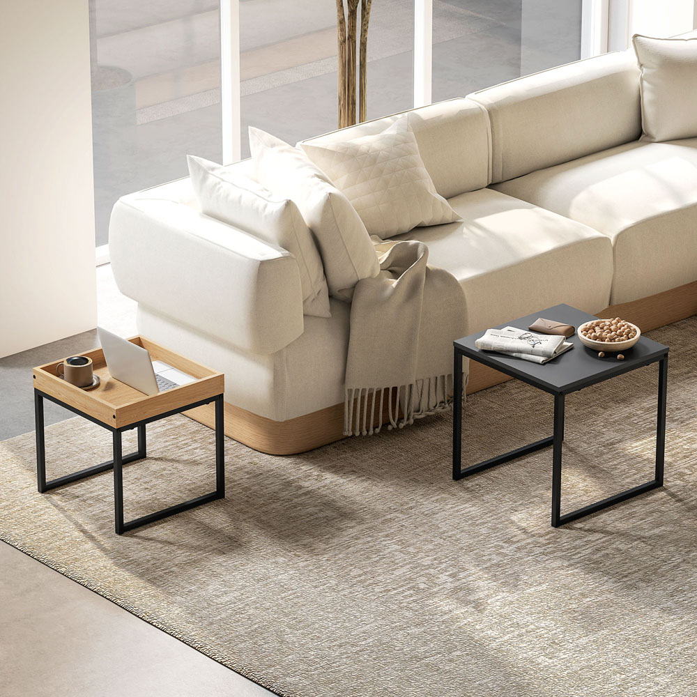 HOMCOM Black Nesting Coffee Table Set of 2 Image 6