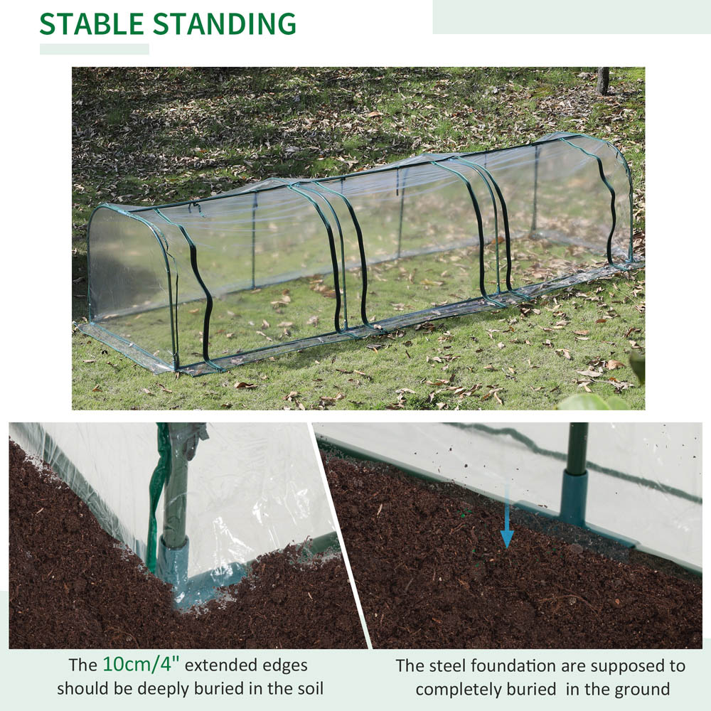 Outsunny Portable Long Tunnel 11.4 x 3.2ft Greenhouse Image 6
