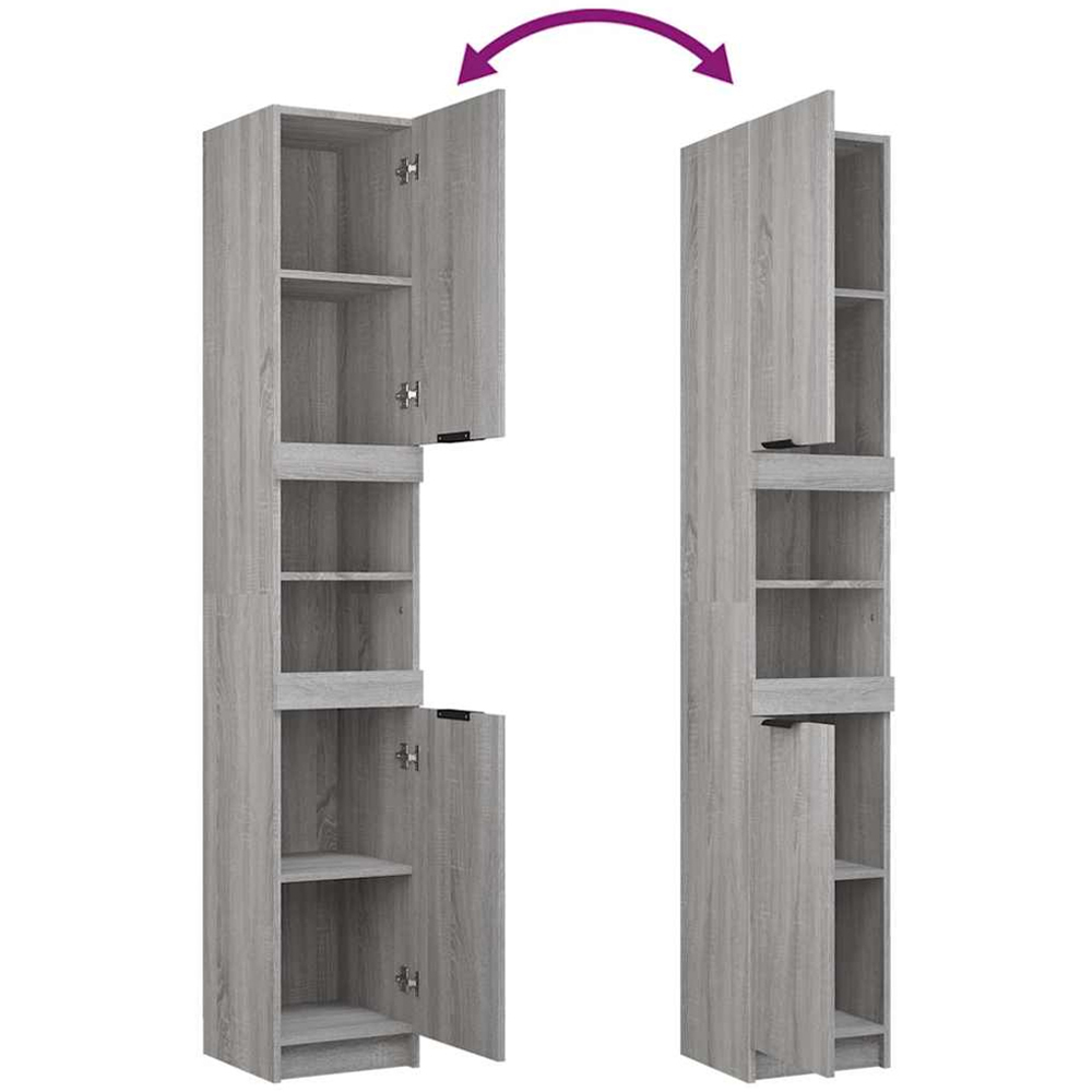 vidaXL 2 Door 2 Shelf Grey Wooden Bathroom Cabinet Image 7