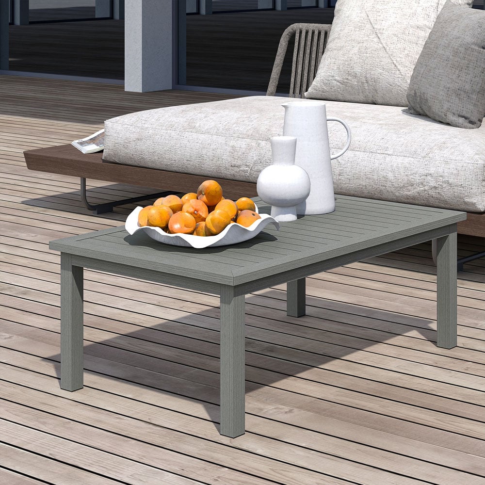 Outsunny Grey Wood Grain Effect Garden Coffee Table Image 5