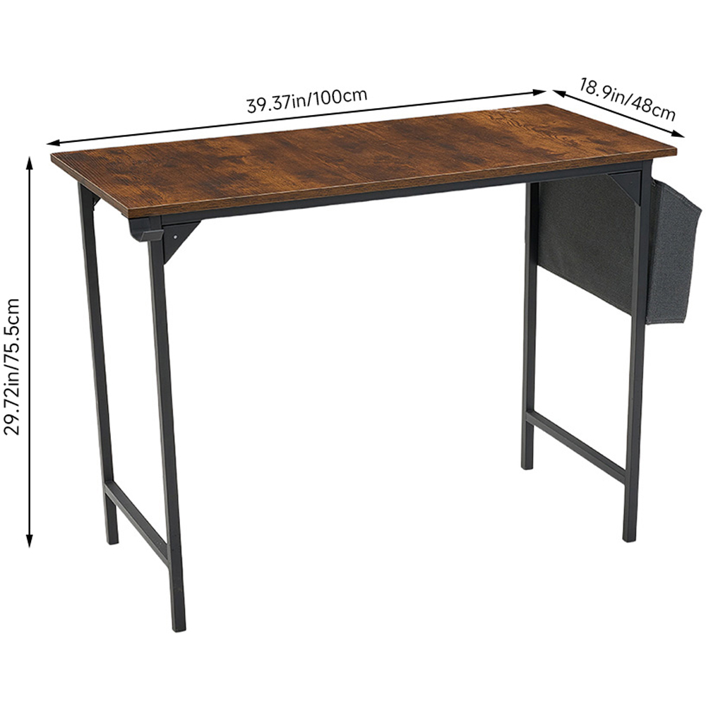 Living and Home Side Storage Pocket Office Desk Brown and Black Image 9