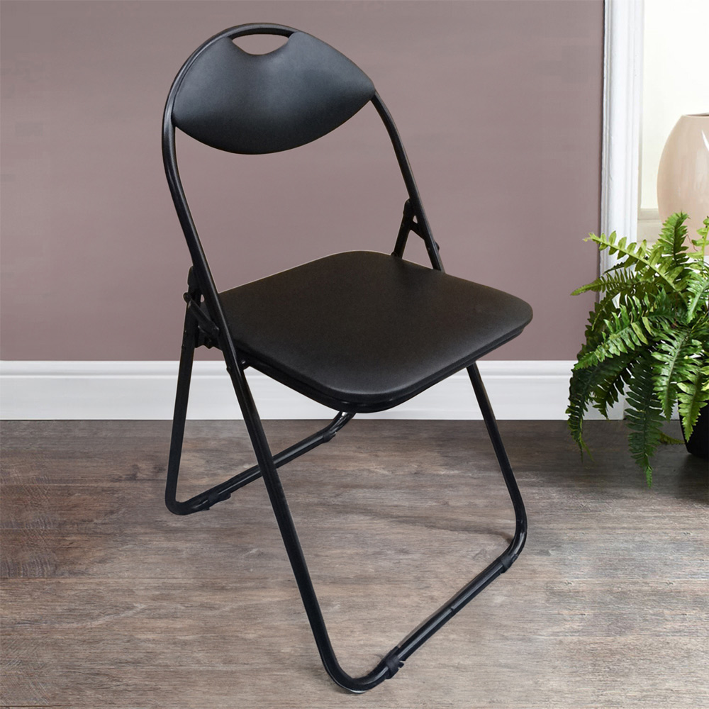 Black Padded Folding Chair Image 1