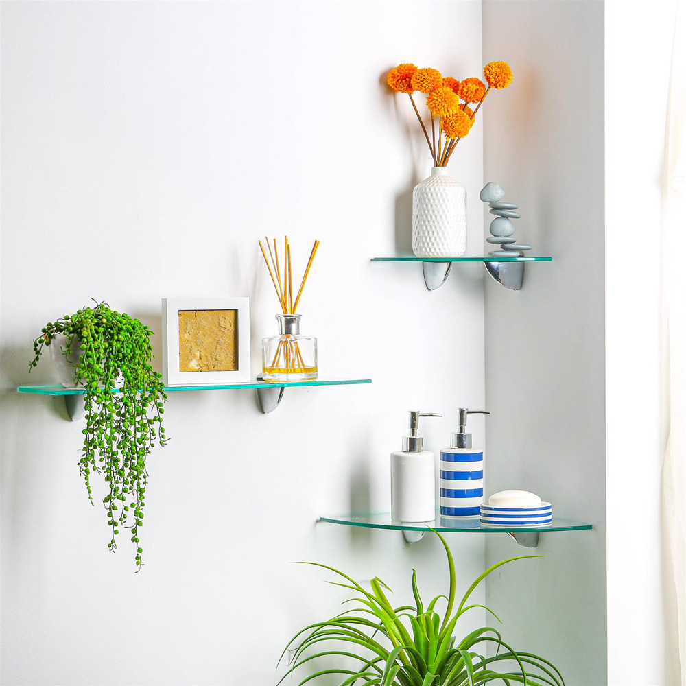 Harbour Housewares Floating Glass Wall Shelf 60cm 6 Pack Image 3