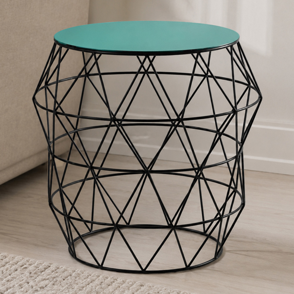 Premier Housewares Corina Green Enamel Tabletop Side Table Image 1