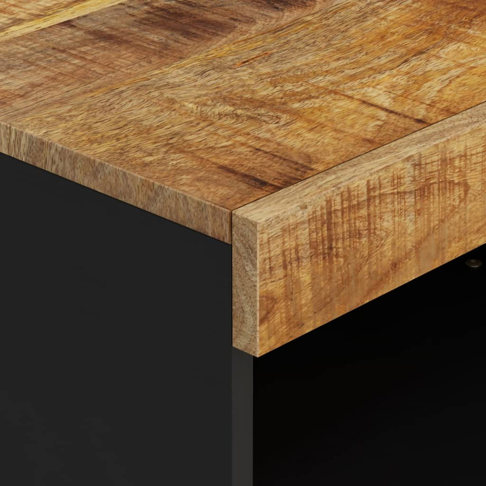 vidaXL Single Shelf Light Brown Solid Mango Wood TV Cabinet Image 6