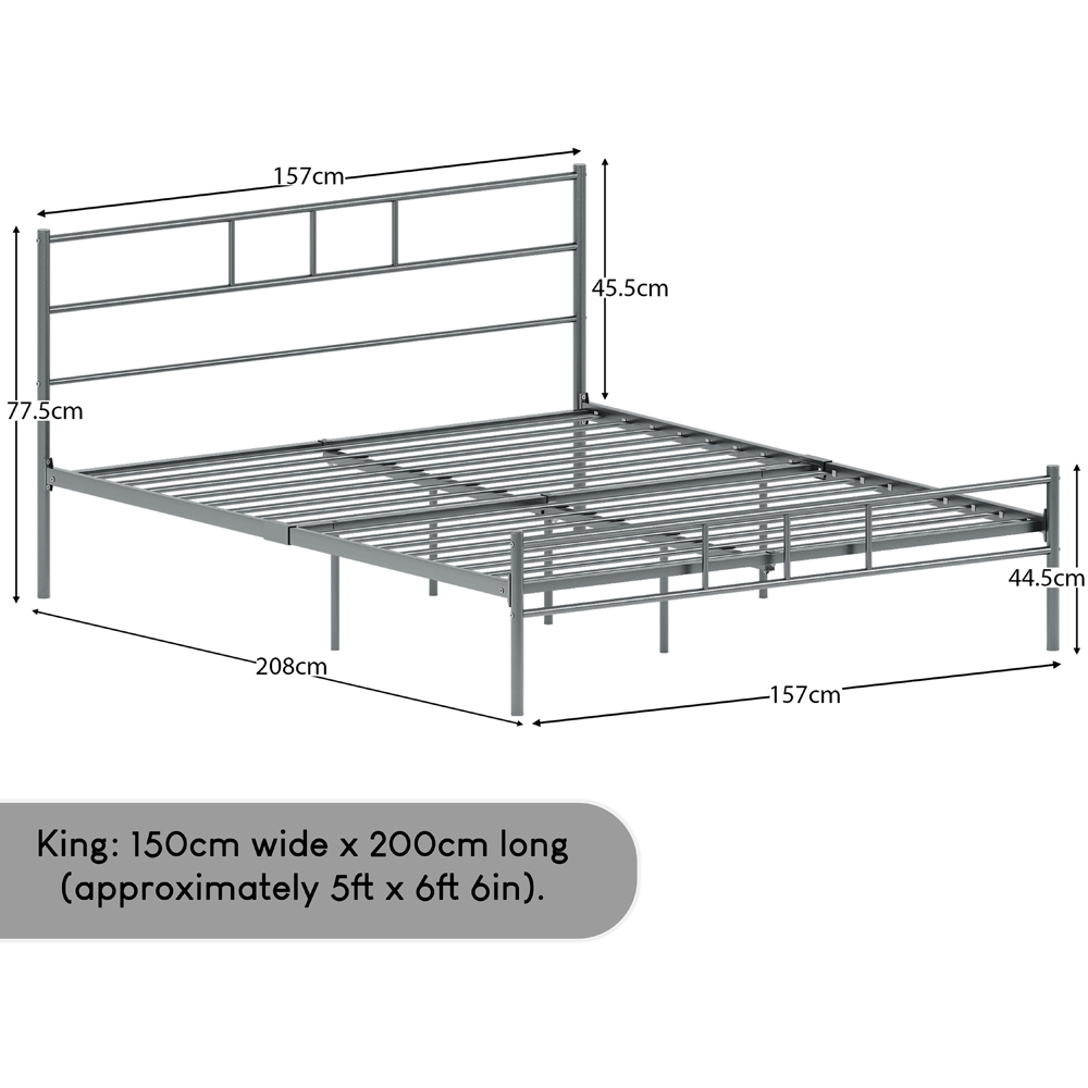 Vida Designs Dorset King Size Silver Bed Frame Image 6
