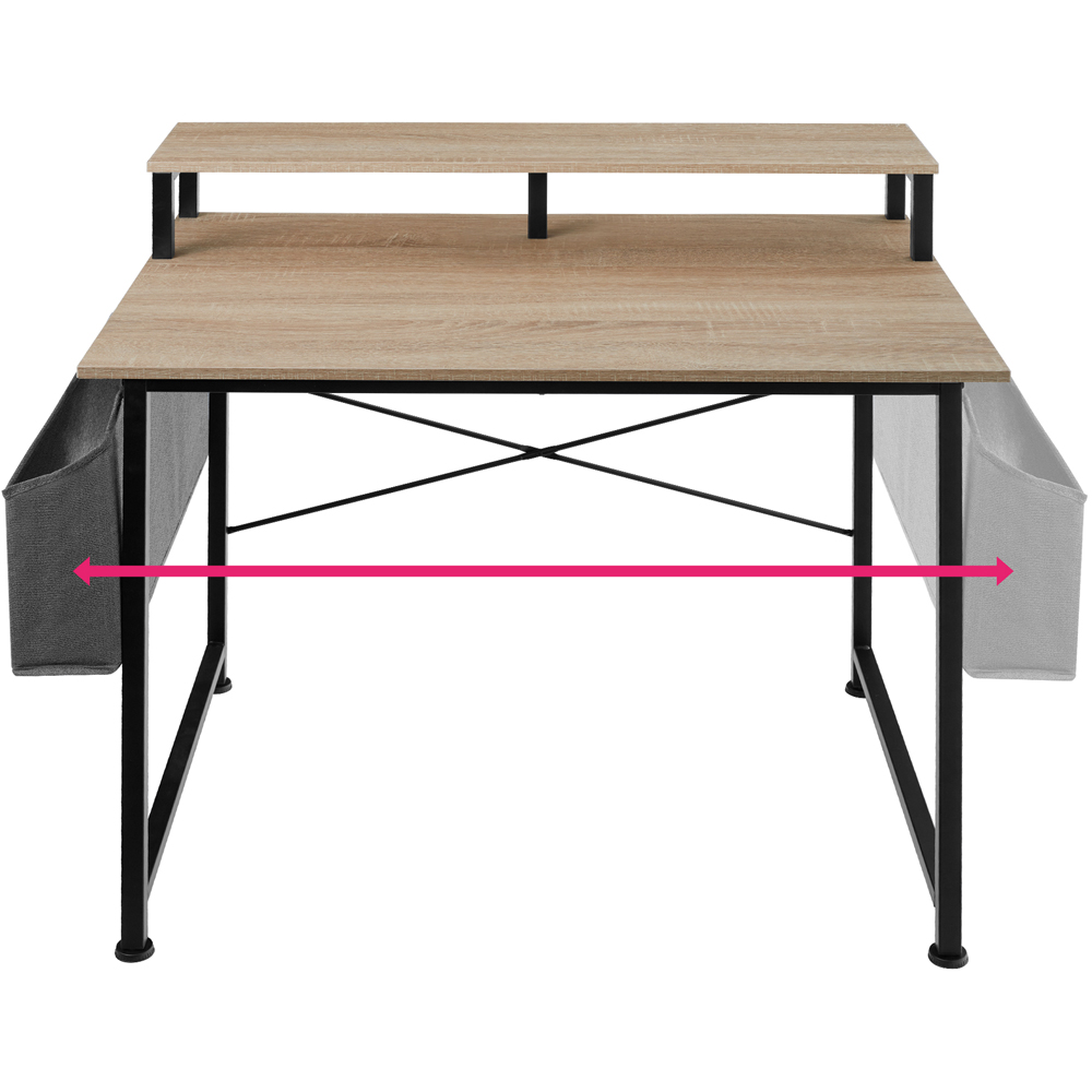 tectake Single Shelf Light Oak Sonoma Wooden Desk with Fabric Bag Image 7