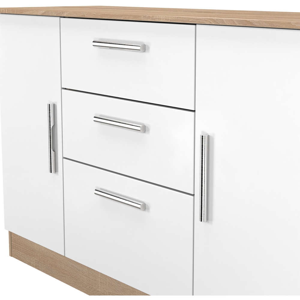 Crowndale Contrast 2 Door 3 Drawer White Matt and Bardolino Oak Sideboard Ready Assembled Image 4