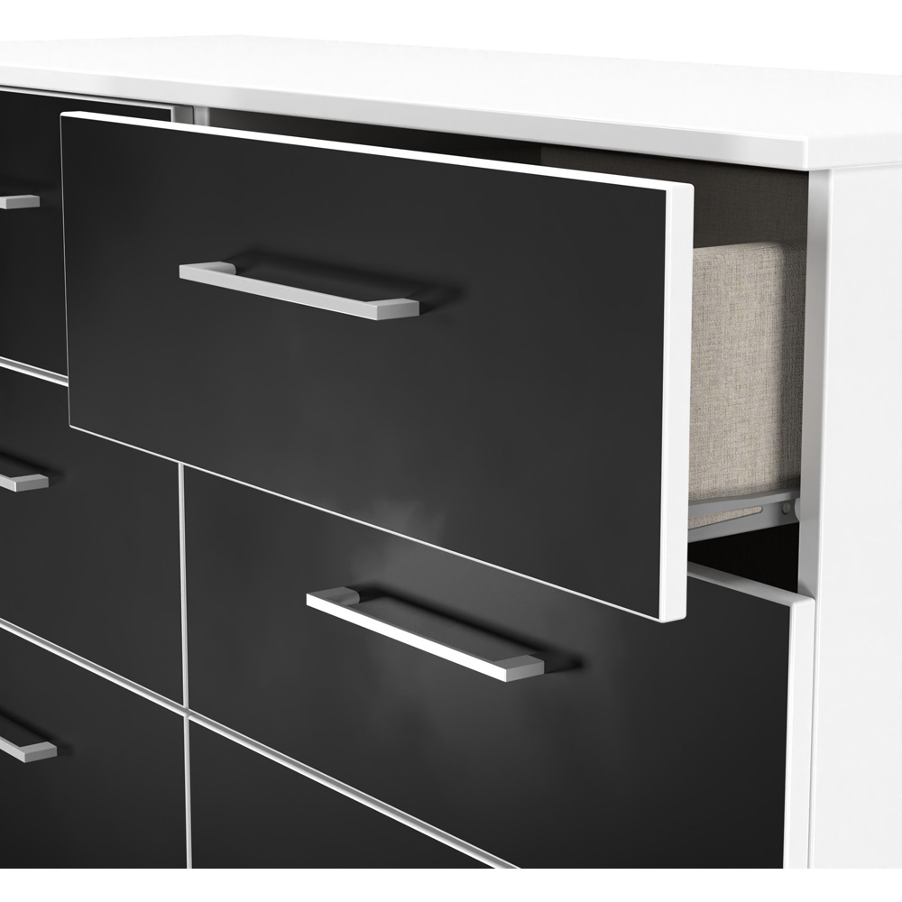Crowndale Worcester 6 Drawer Matt Black and White Wide Chest of Drawers Ready Assembled Image 6