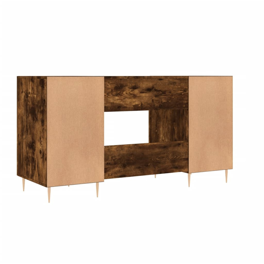 vidaXL 2 Door Computer Desk Smoked Oak and Gold Image 8