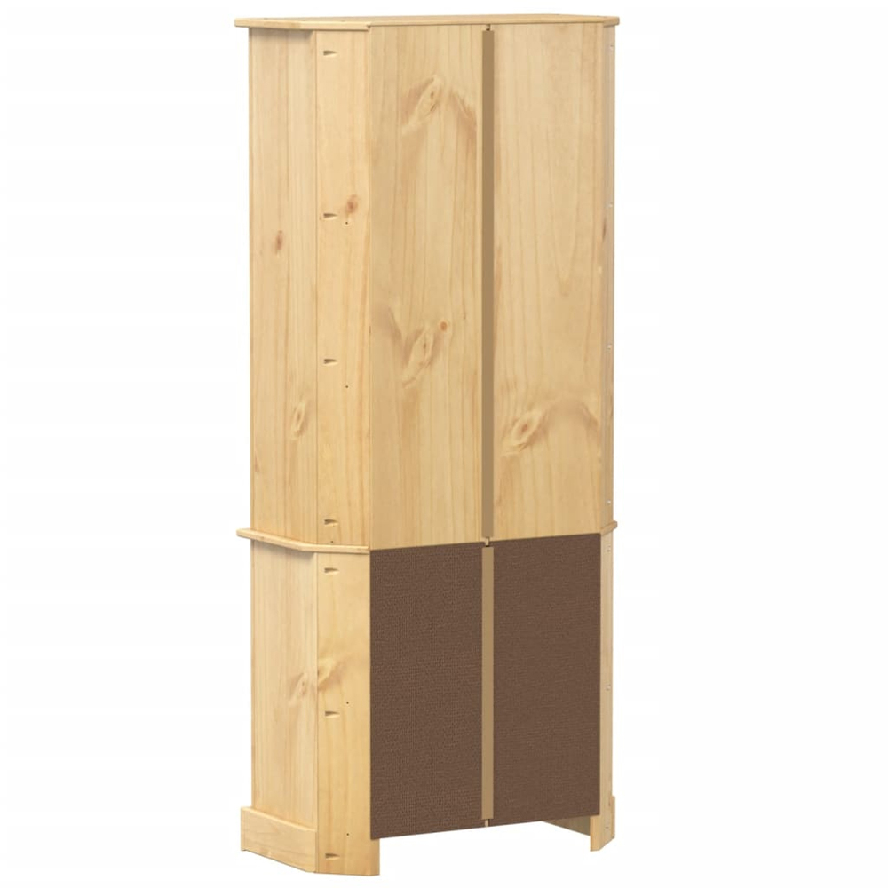 vidaXL Single Door 3 Shelf Honey Wax Solid Pine Wood Highboard Image 4