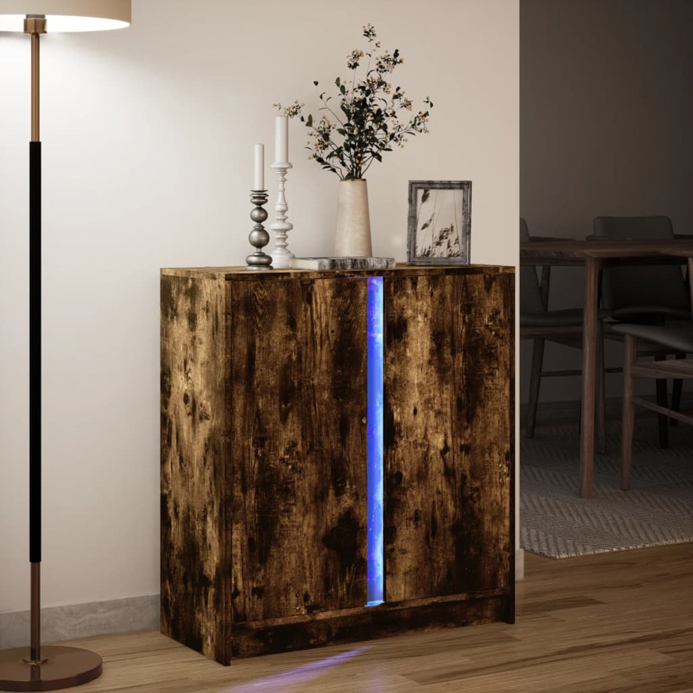 vidaXL 2 Door Smoked Oak Sideboard with RGB LED Lights Image 5