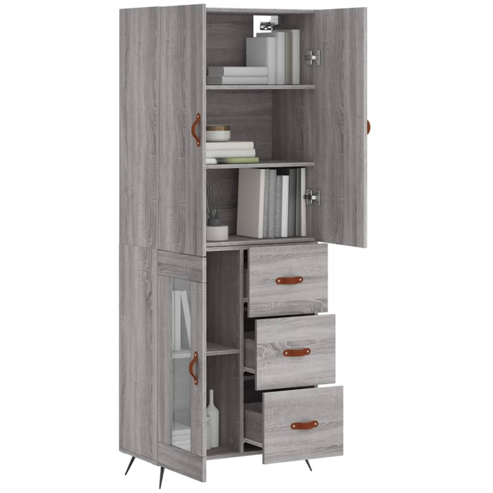 vidaXL 3 Door 3 Drawer Grey Sonoma Highboard Image 3