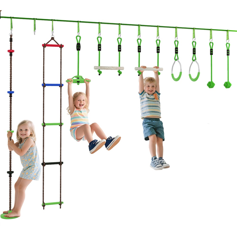 AIYAPLAY 10 Piece Kids Green Climbing Rope Set Image 1