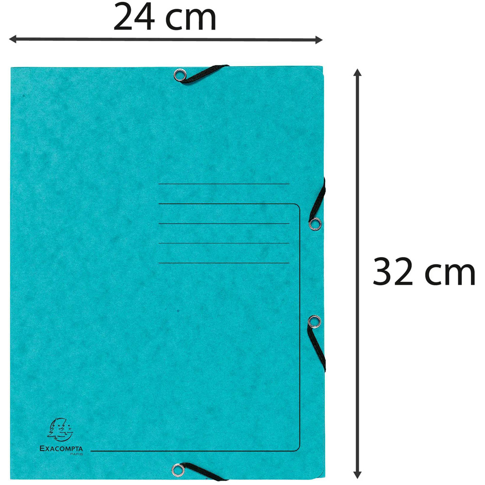 Exacompta A4 355gsm Turquoise Elastic 3 Flap Folder 25 Pack Image 3