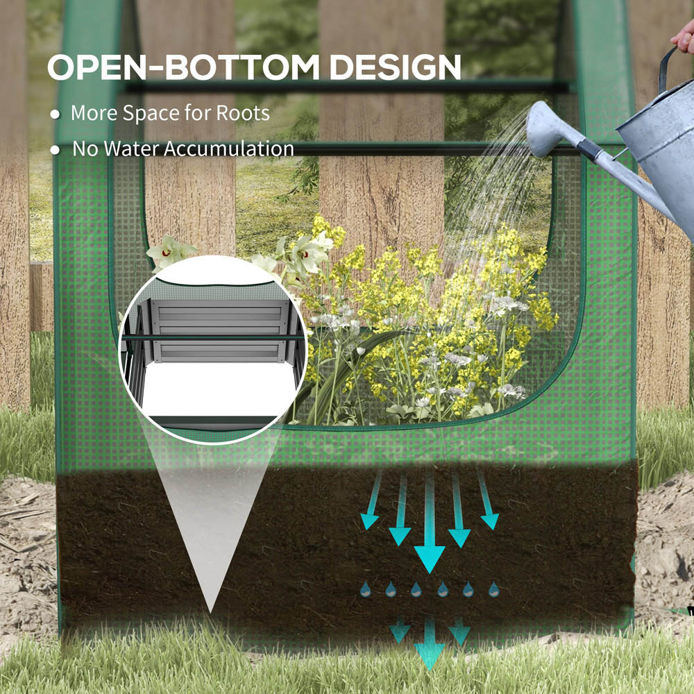 Outsunny Green and Silver Raised Garden Bed with Greenhouse 90 x 70 x 70cm Image 6
