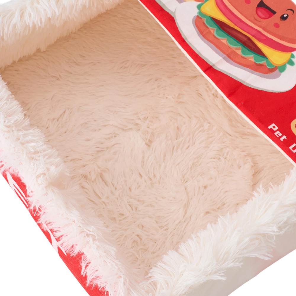 H&O Direct 37 x 47cm Red Cute Snack Box Enclosed Cat Sleeping Bed Image 4