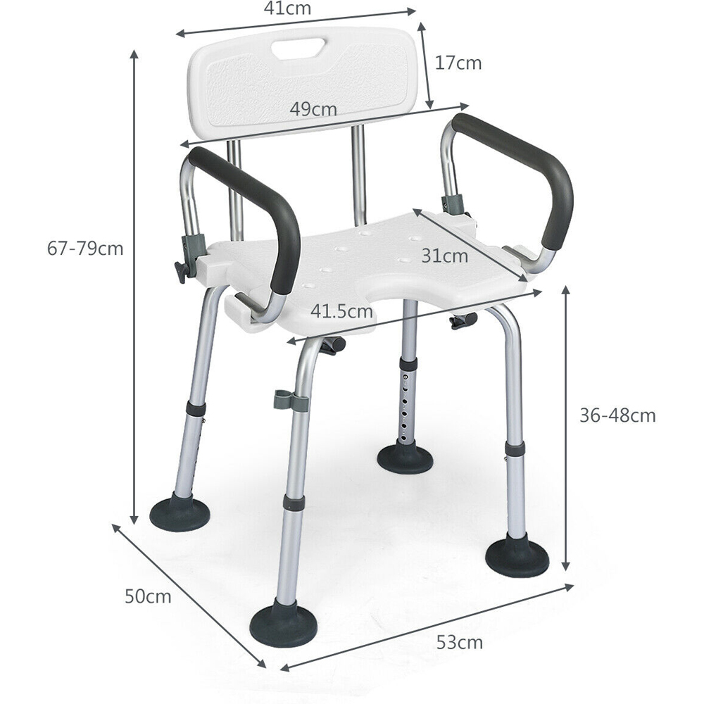 Costway White Height Adjustable Shower Chair Image 9