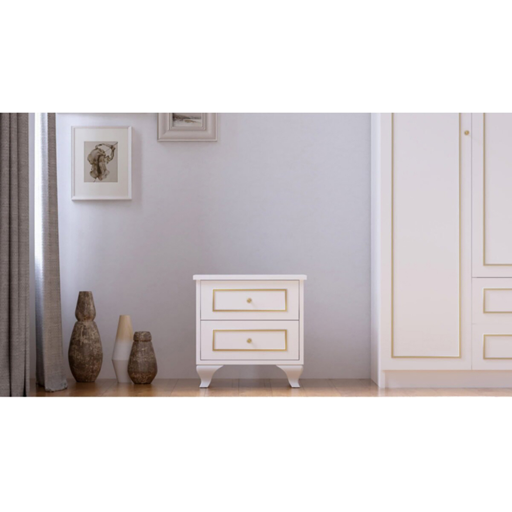 Evu MARIE 2 Drawer White Bedside Table Image 3