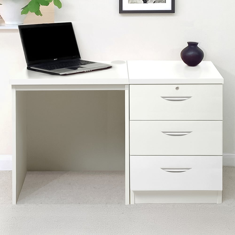 R White Cabinets 3 Drawer White Set-03 Desk Image 1