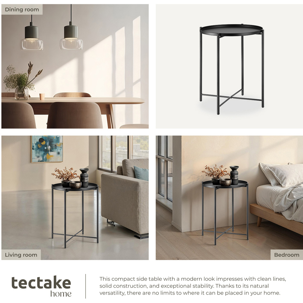 tectake Chester Black Round Bedside Table Image 6