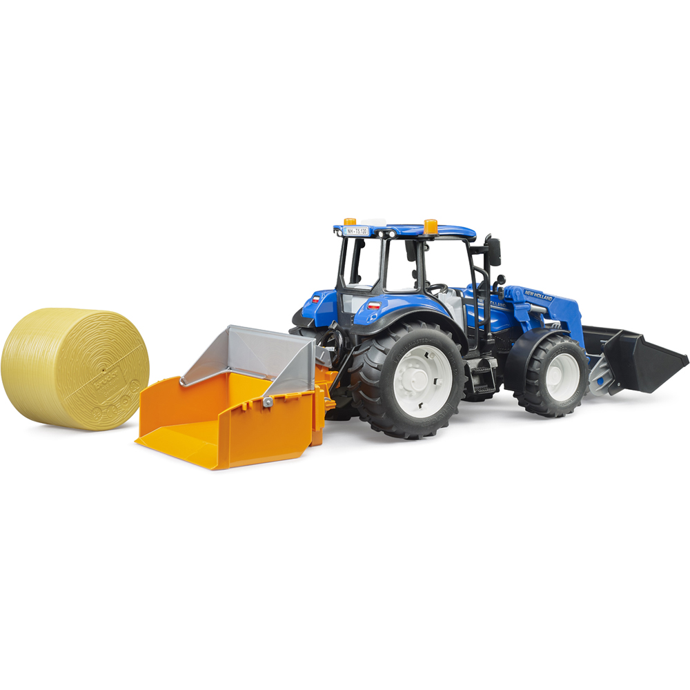 Bruder New Holland T5.120 Loader Tractor with Loading Box and Forks Image 6