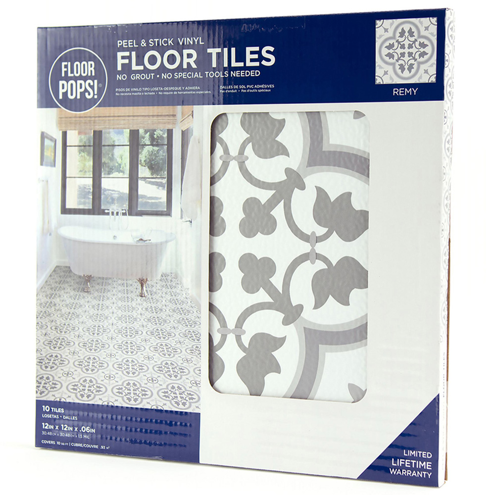 Floorpops Remy Grey Peel and Stick Floor Tile 30.48 x 30.48cm 10 Pack Image 3