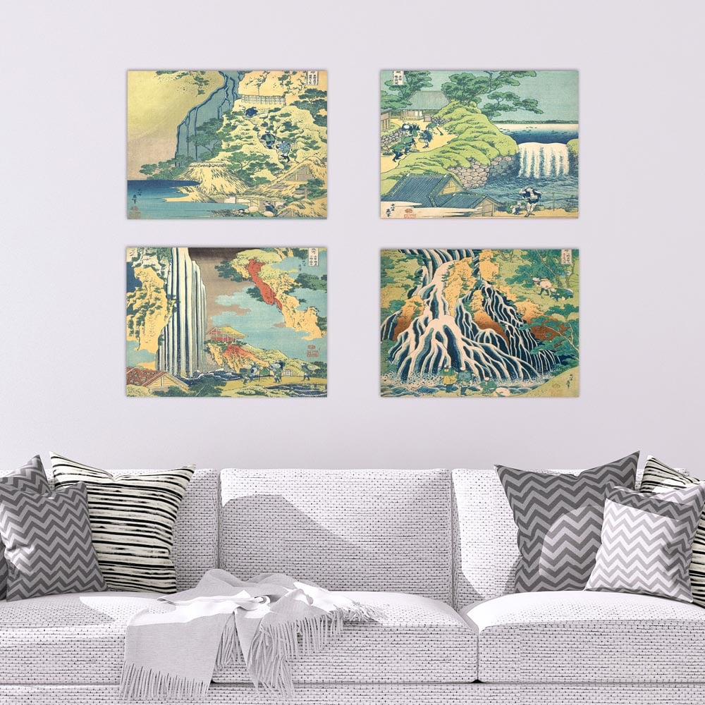 Artery8 Hokusai Tour Waterfalls Provinces Wall Art Print 30 x 41cm 9 Pack Image 2