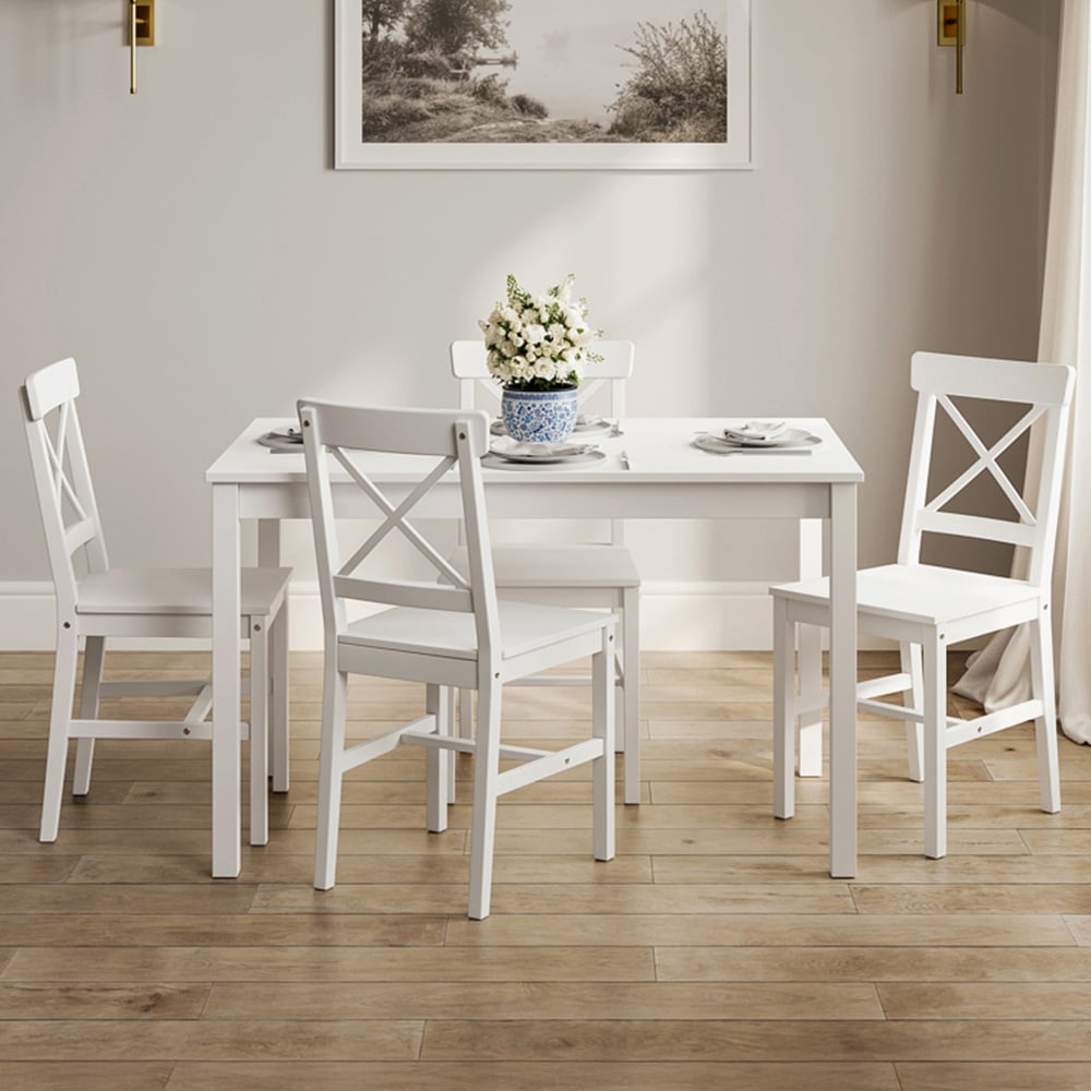 Crawford 4 Seater Dining Set White Image 1