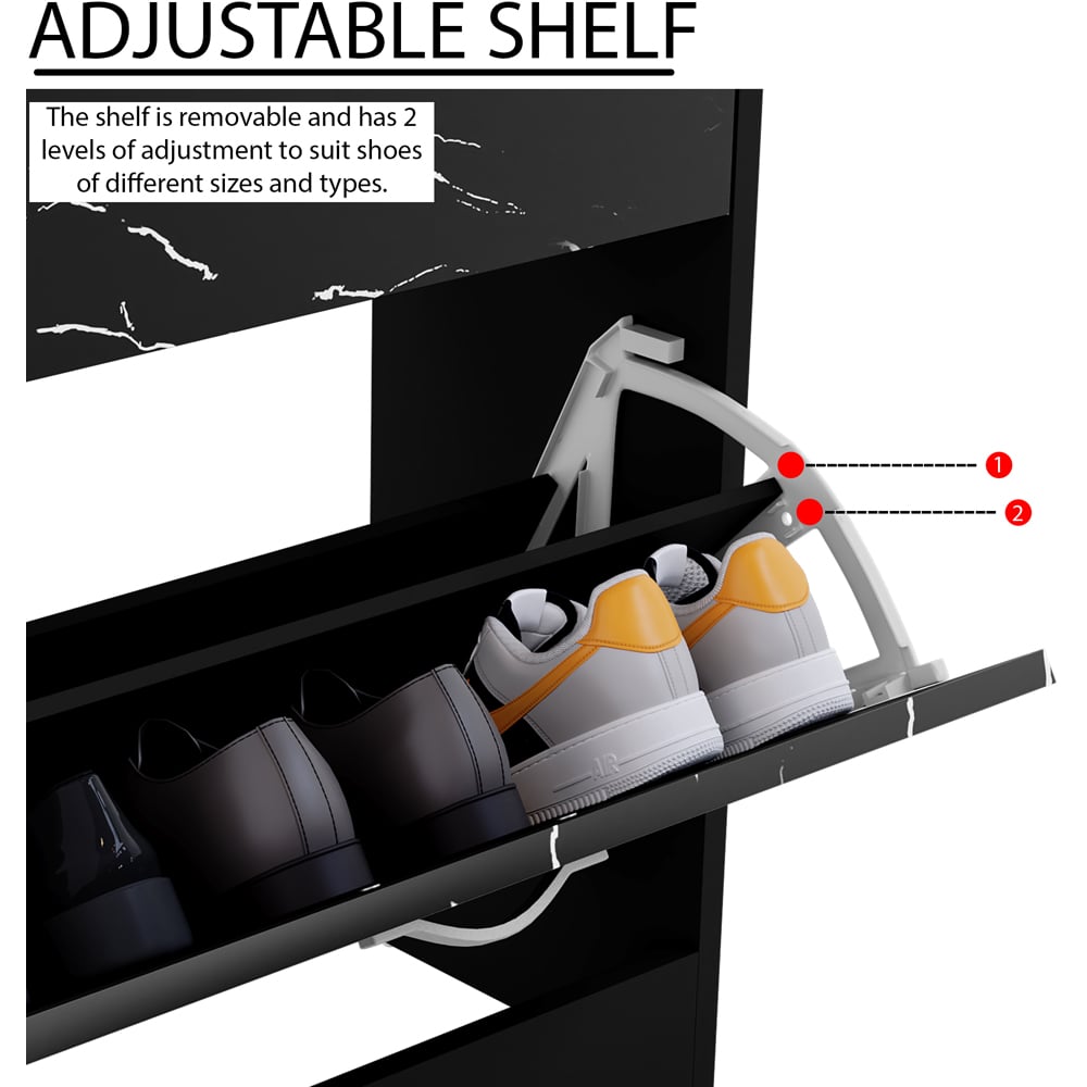 Vida Designs 2 Drawer Black Marble Shoe Cabinet Image 6