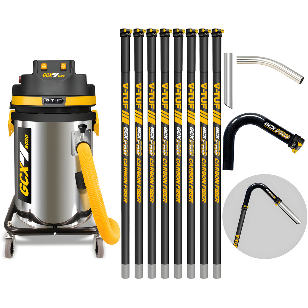 V-TUF GCX5000 Wet and Dry Industrial Vacuum Cleaner 3500W with GCX Pro Gutter Cleaning Kit 40ft Image